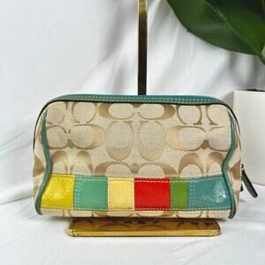 COACH Y2K Vintage Multicolor Patent Leather Patchwork Cosmetic Bag